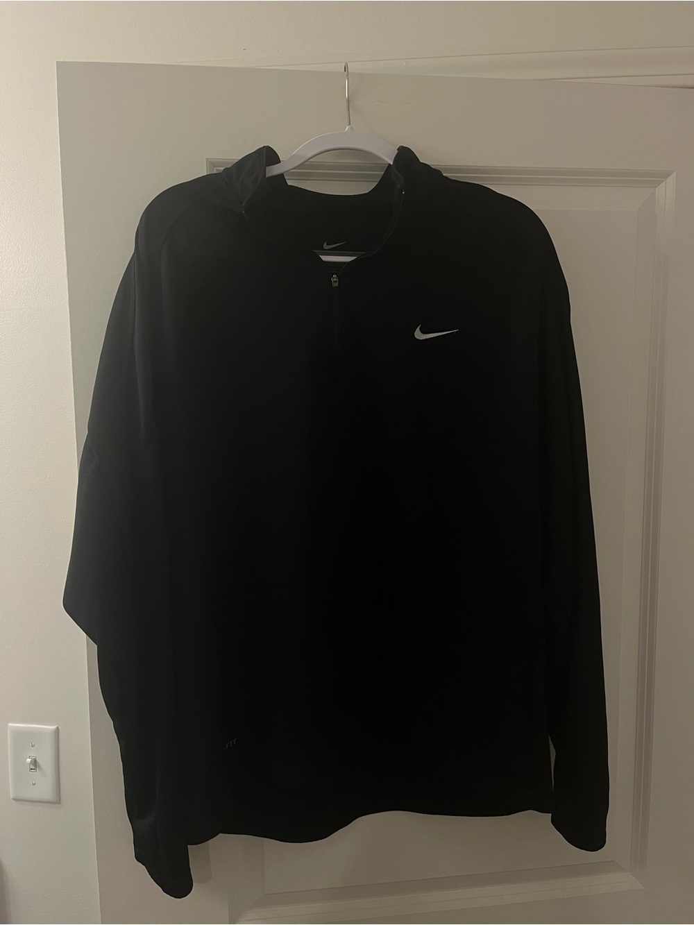 Nike Dri-FIT Men Black Quarter Zip Pullover Long Sleeve Top